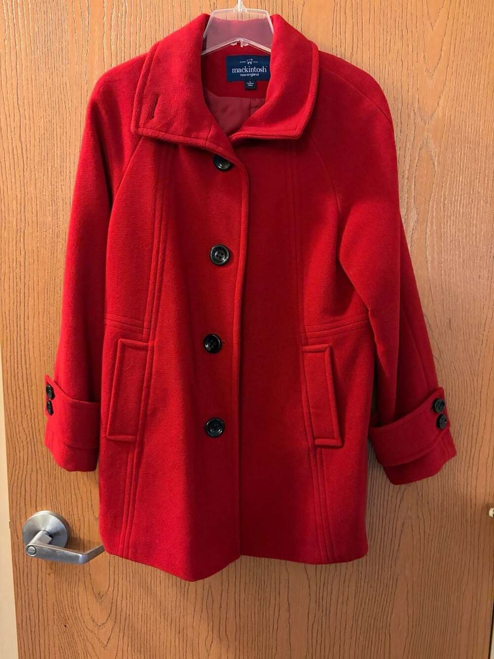 Mackintosh New England Wool Blend Coat Size L Red Lined